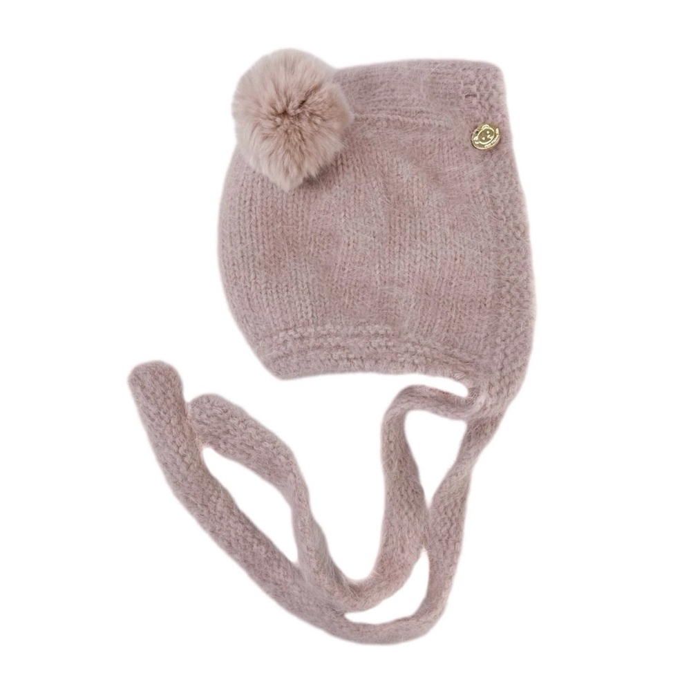 Petite Maison Kids dusty pink cashmere teddy hat 6m-2Y